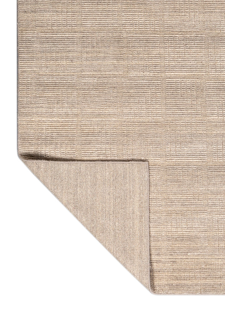 saga beige and brown wool hand loom Rug - Perspective