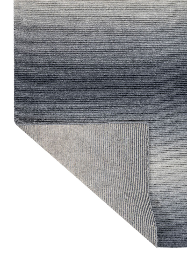 jean blue wool hand loom Rug - Perspective