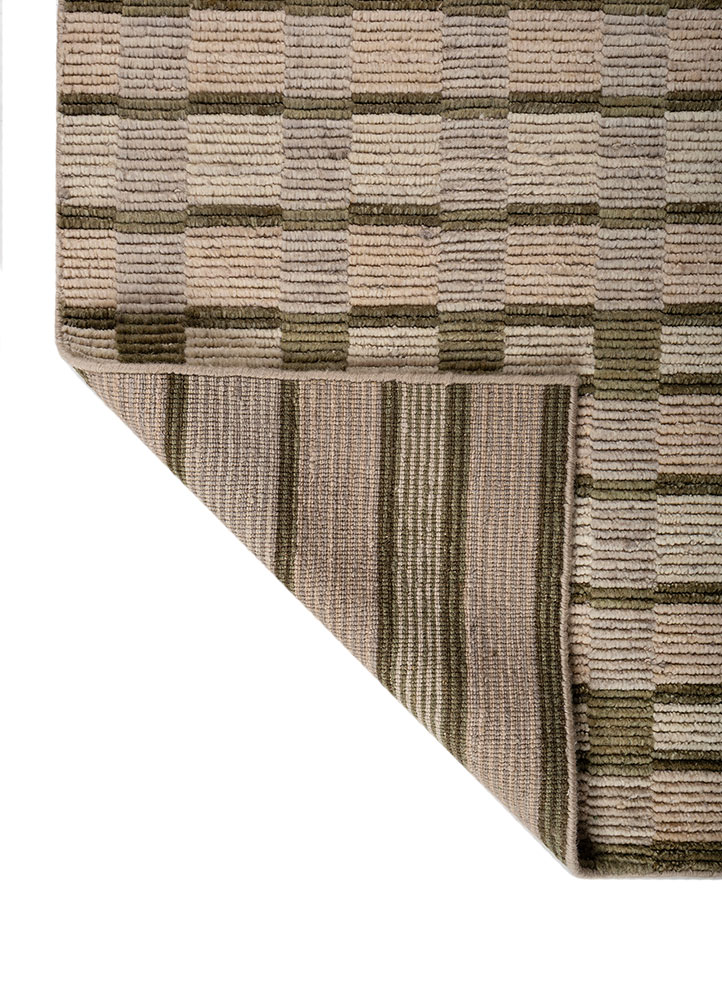 saga beige and brown wool hand loom Rug - Perspective