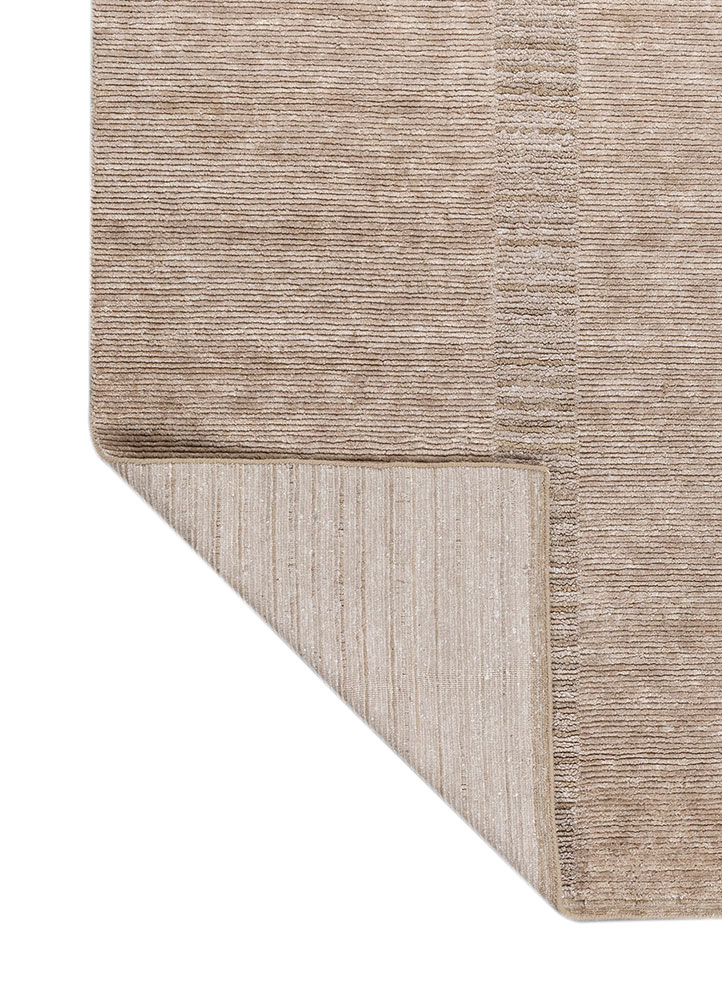 saga beige and brown wool hand loom Rug - Perspective