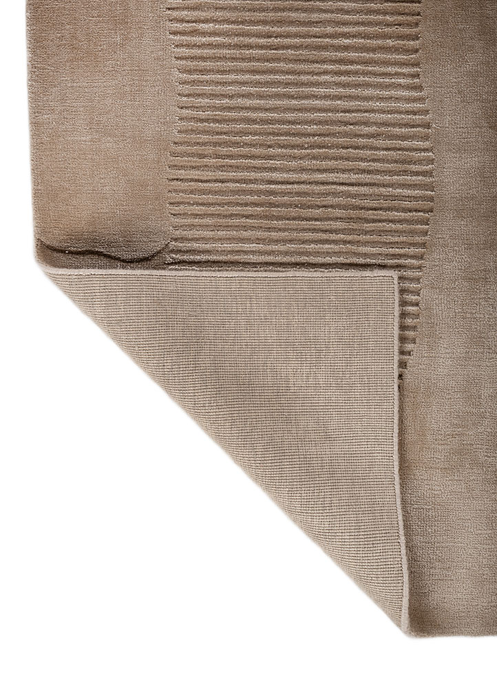 saga beige and brown wool hand loom Rug - Perspective