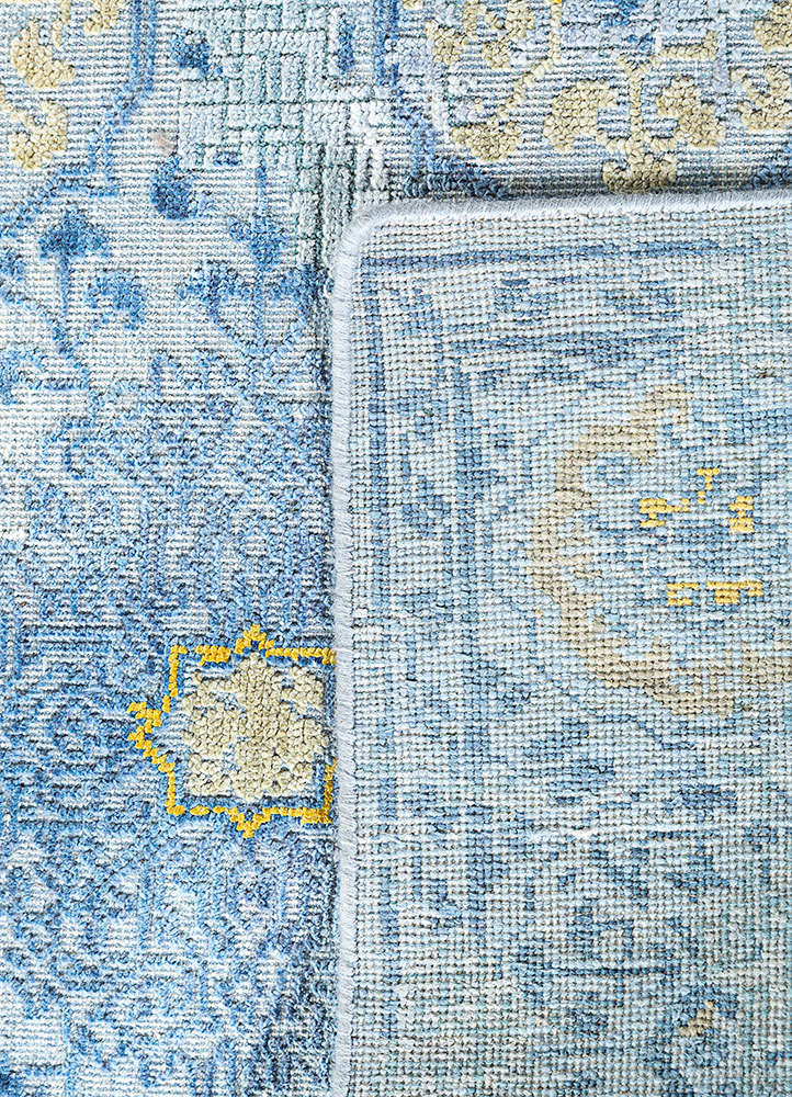 viscaya blue wool and silk hand knotted Rug - Perspective