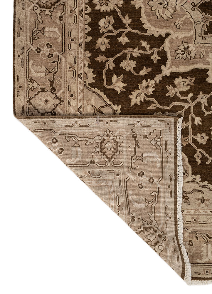 thyme beige and brown wool hand knotted Rug - Perspective