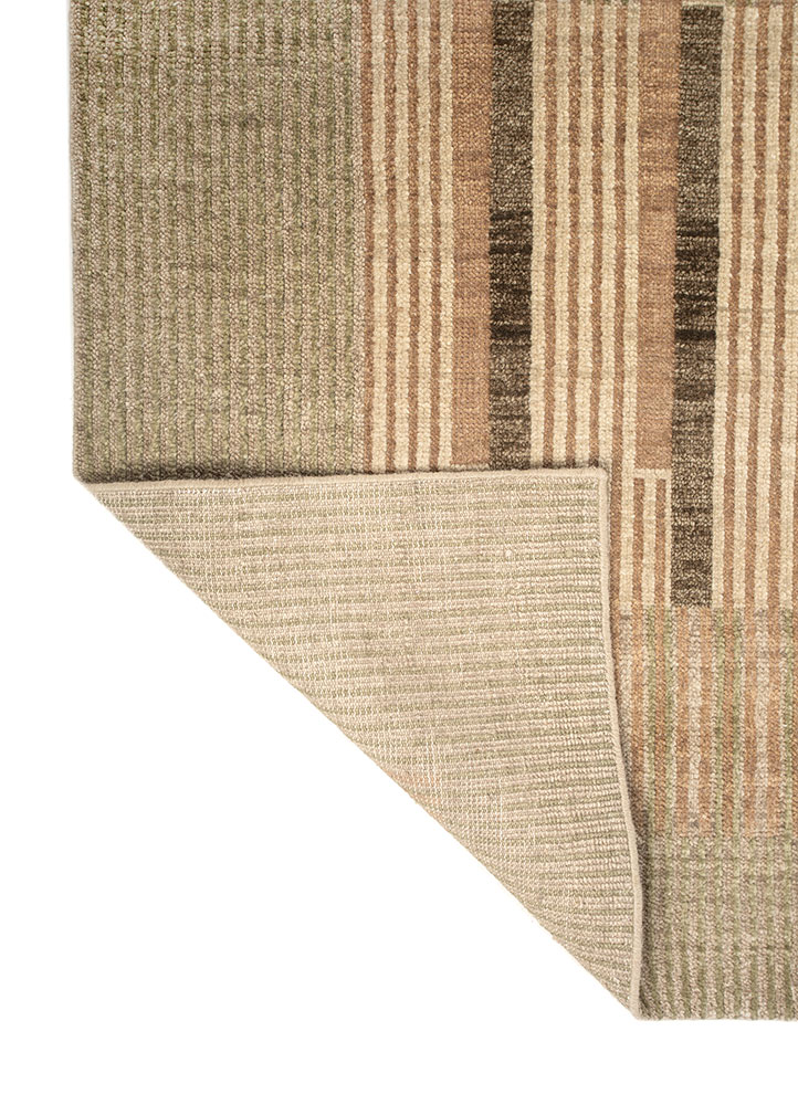 thyme beige and brown wool hand knotted Rug - Perspective