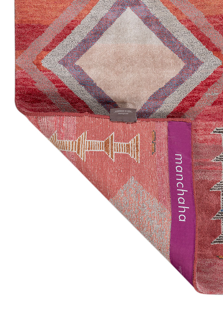 freedom manchaha pink and purple wool and bamboo silk hand knotted Rug - Perspective