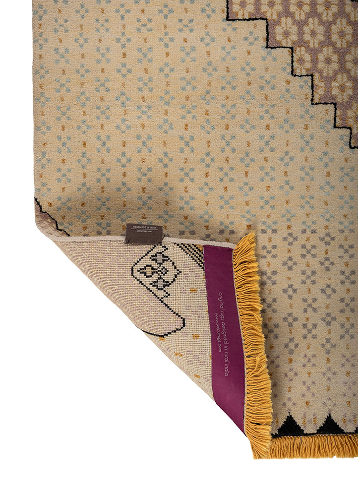 manchaha pink and purple wool and bamboo silk hand knotted Rug - Perspective
