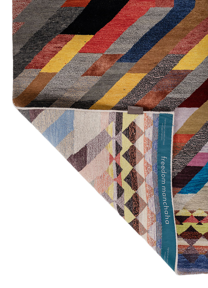 freedom manchaha multi wool and bamboo silk hand knotted Rug - Perspective