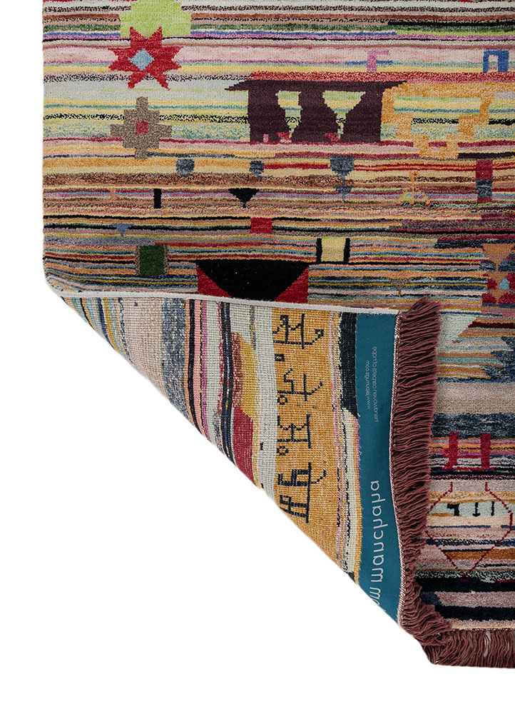 freedom manchaha pink and purple wool and bamboo silk hand knotted Rug - Perspective