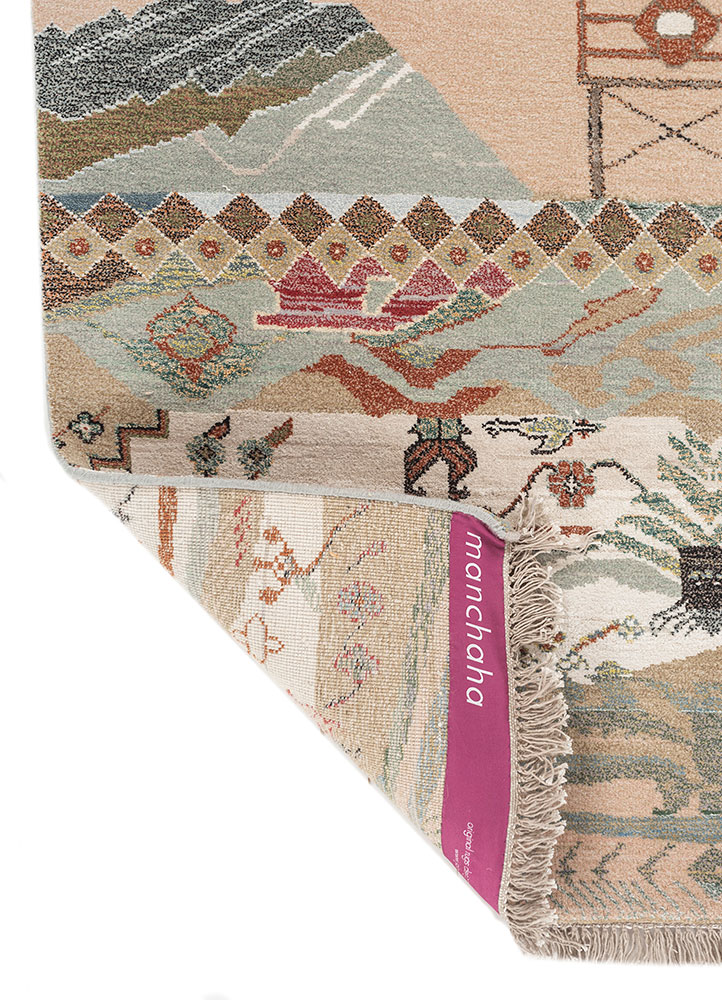 manchaha blue wool and bamboo silk hand knotted Rug - Perspective