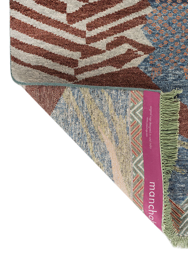 manchaha beige and brown wool and bamboo silk hand knotted Rug - Perspective