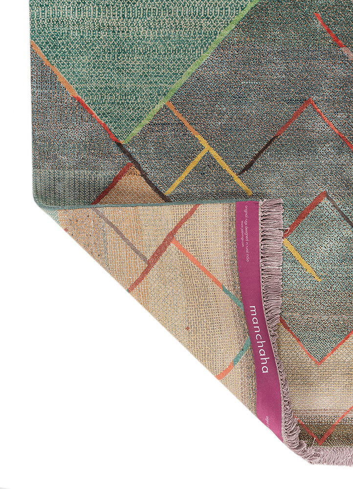 manchaha blue wool and bamboo silk hand knotted Rug - Perspective