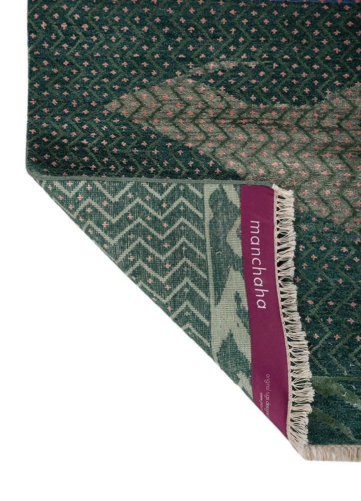 manchaha blue wool and bamboo silk hand knotted Rug - Perspective