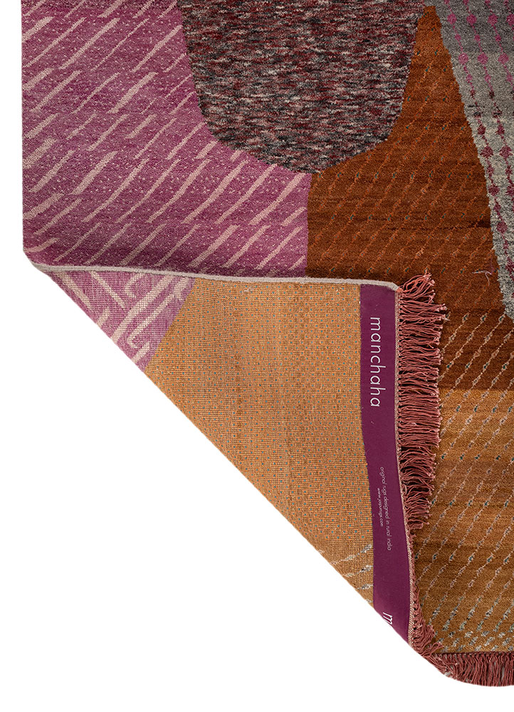 manchaha red and orange wool and bamboo silk hand knotted Rug - Perspective