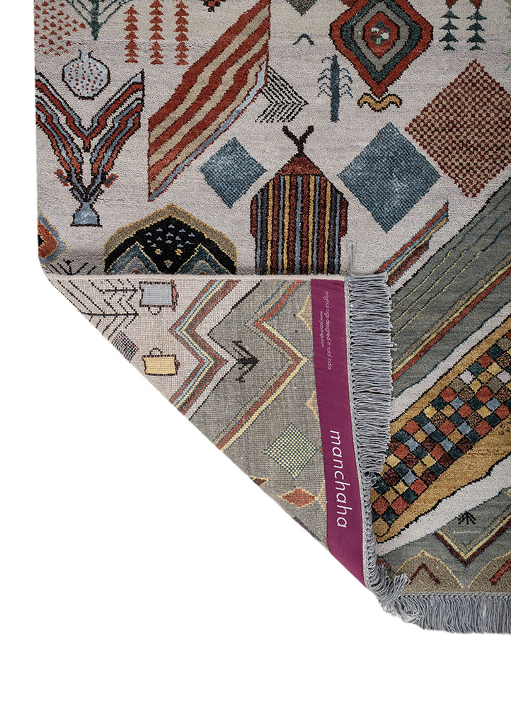 manchaha blue wool and bamboo silk hand knotted Rug - Perspective