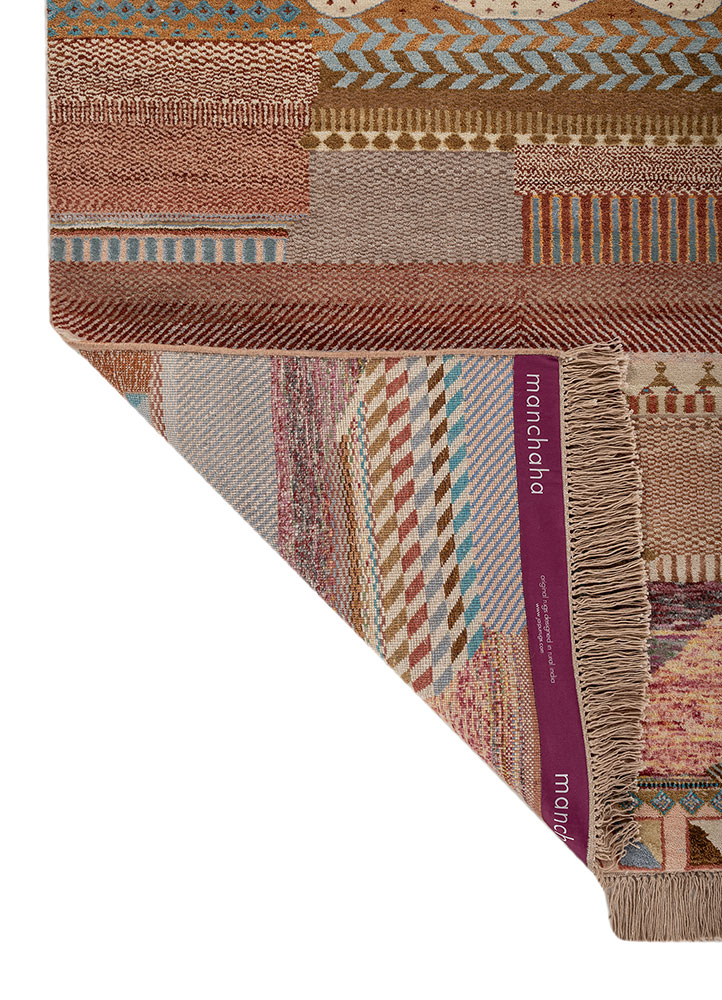 manchaha red and orange wool and bamboo silk hand knotted Rug - Perspective