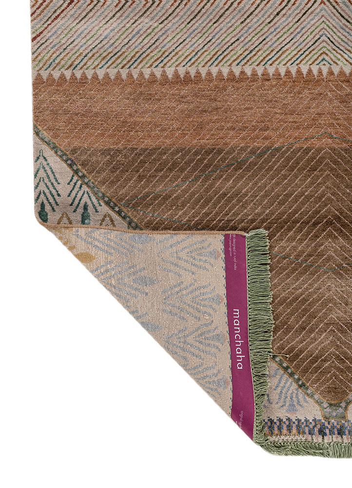 manchaha red and orange wool and bamboo silk hand knotted Rug - Perspective