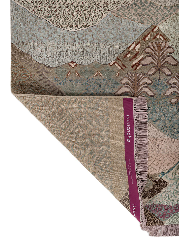 manchaha pink and purple wool and bamboo silk hand knotted Rug - Perspective