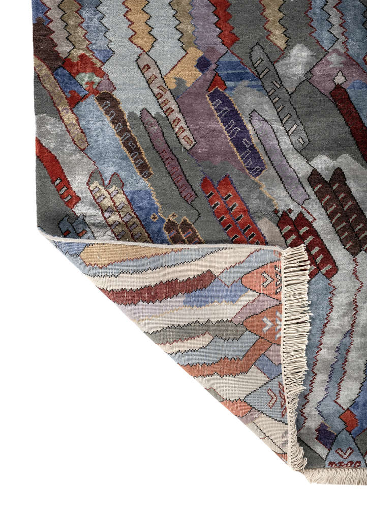 weaver art reserve red and orange wool and bamboo silk hand knotted Rug - Perspective