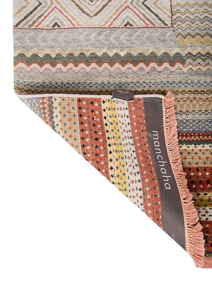 manchaha beige and brown wool and bamboo silk hand knotted Rug - Perspective