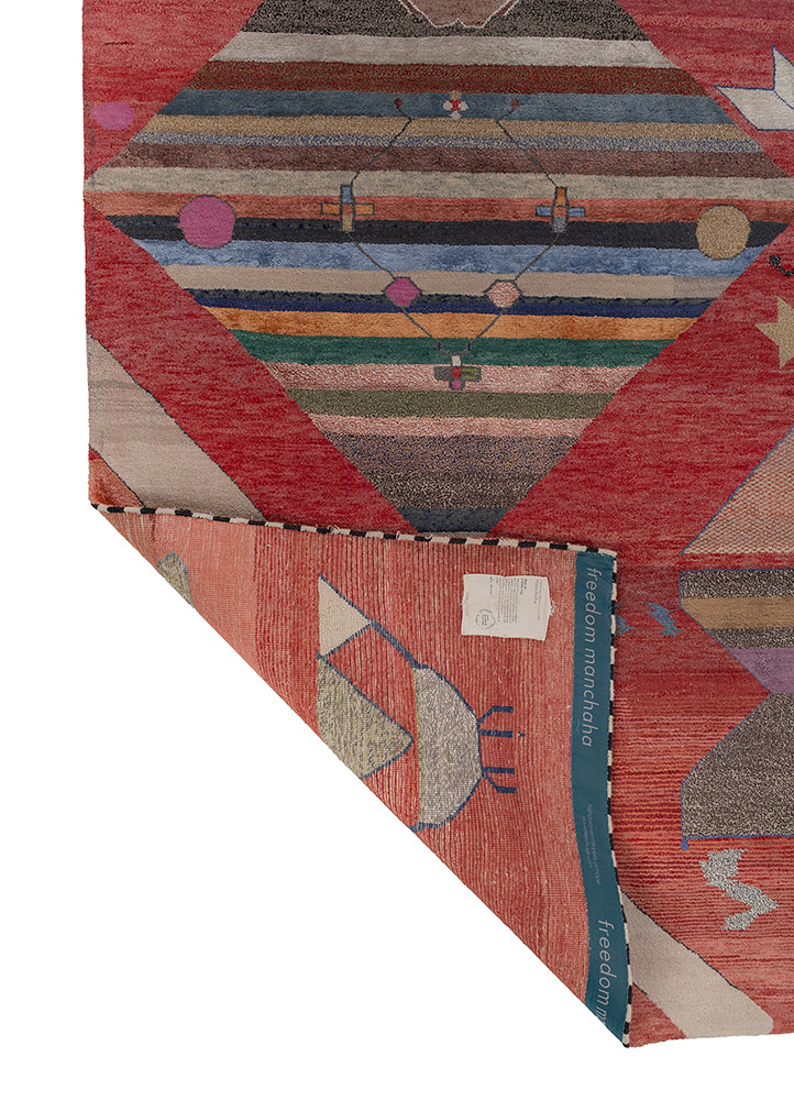 freedom manchaha red and orange wool and bamboo silk hand knotted Rug - Perspective