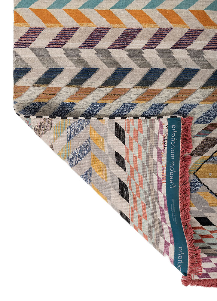 freedom manchaha blue wool and bamboo silk hand knotted Rug - Perspective