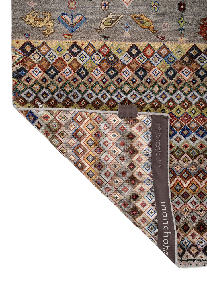 manchaha ivory wool and bamboo silk hand knotted Rug - Perspective