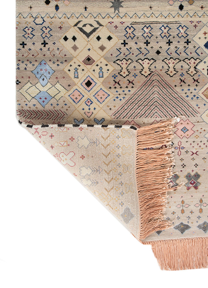freedom manchaha ivory wool and bamboo silk hand knotted Rug - Perspective