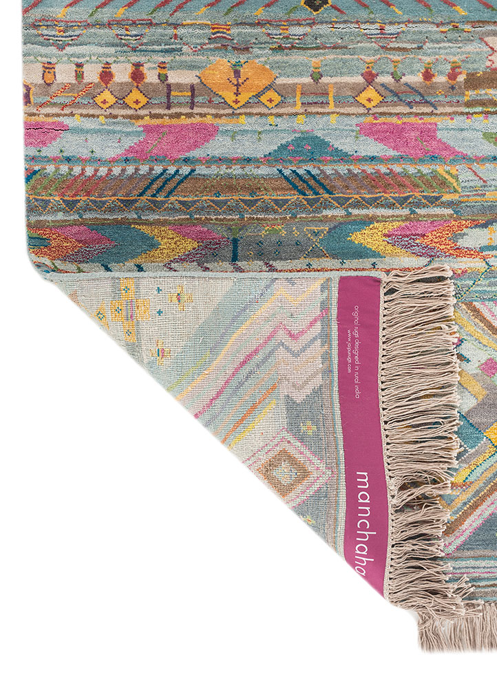 freedom manchaha blue wool and bamboo silk hand knotted Rug - Perspective