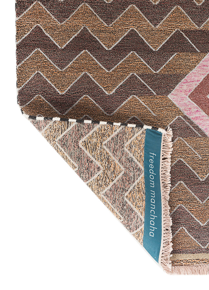 freedom manchaha pink and purple wool and bamboo silk hand knotted Rug - Perspective