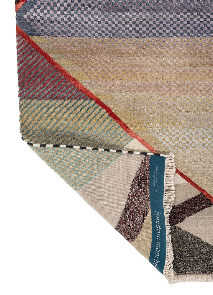 freedom manchaha green wool and bamboo silk hand knotted Rug - Perspective