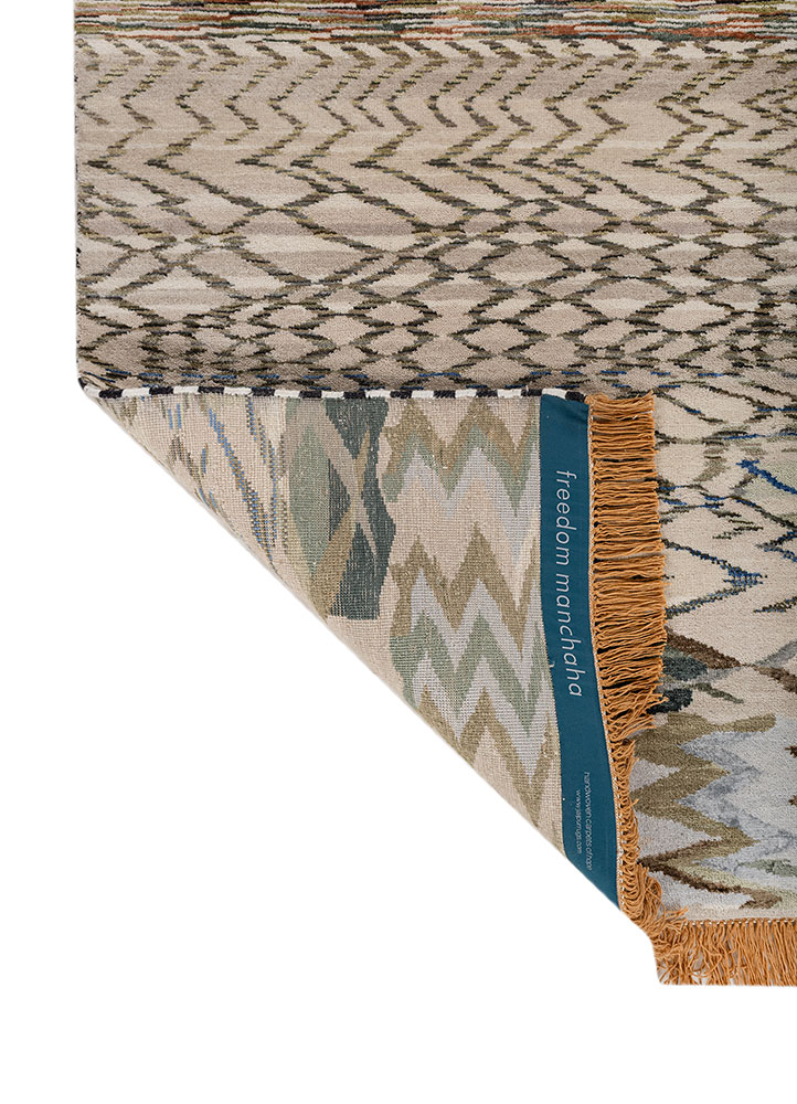 freedom manchaha green wool and bamboo silk hand knotted Rug - Perspective