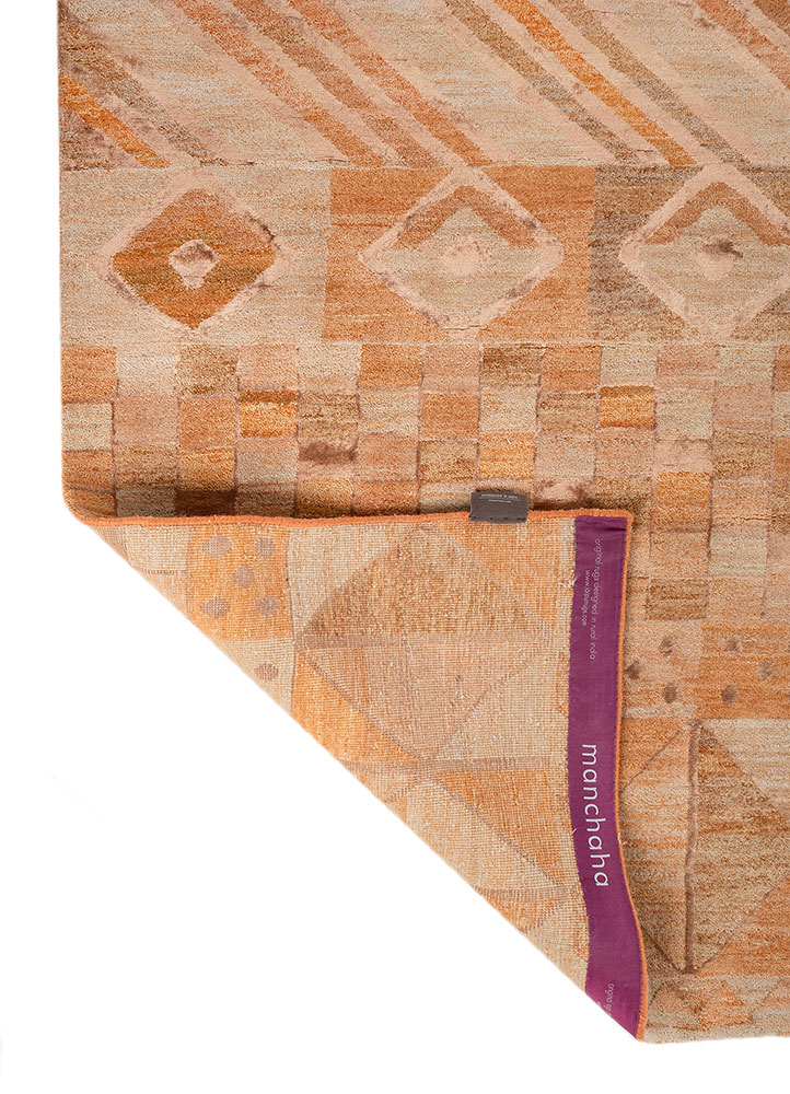 manchaha beige and brown wool and bamboo silk hand knotted Rug - Perspective