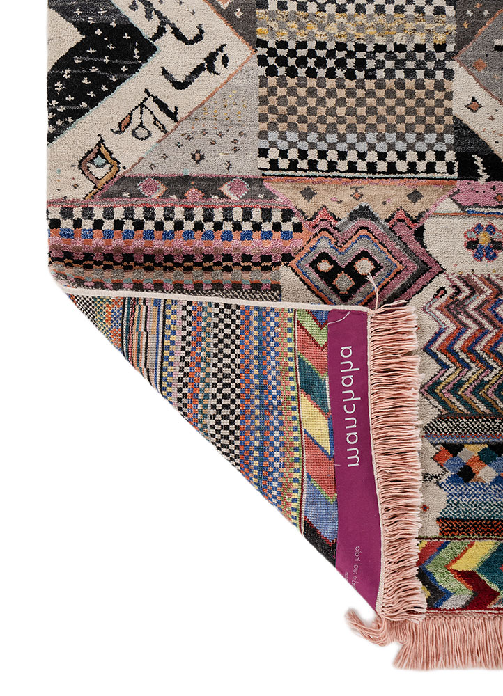 manchaha grey and black wool and bamboo silk hand knotted Rug - Perspective