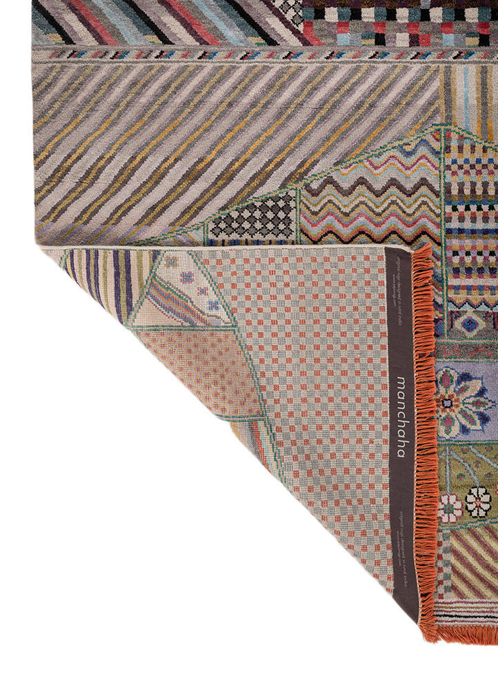 manchaha multi wool and bamboo silk hand knotted Rug - Perspective