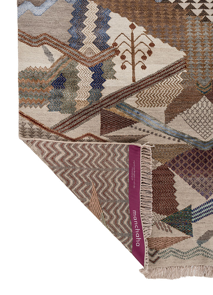 manchaha ivory wool and bamboo silk hand knotted Rug - Perspective