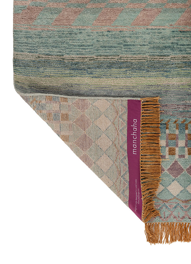 manchaha blue wool hand knotted Rug - Perspective