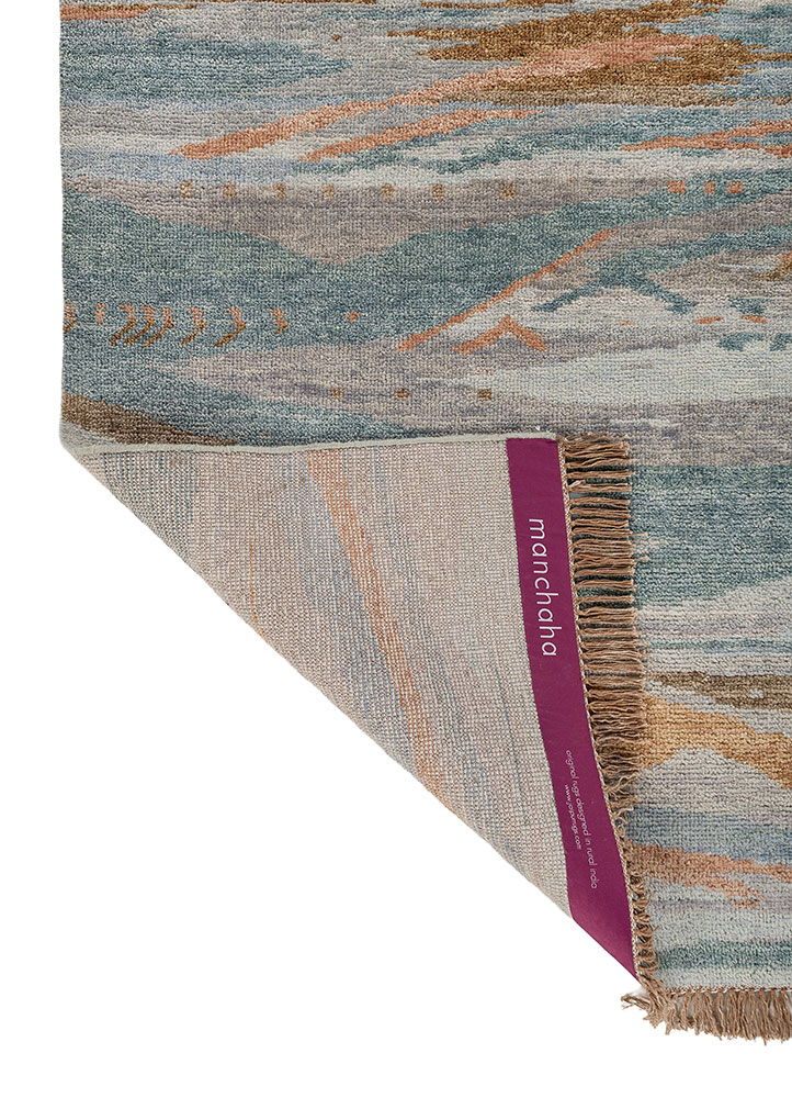 manchaha blue wool hand knotted Rug - Perspective