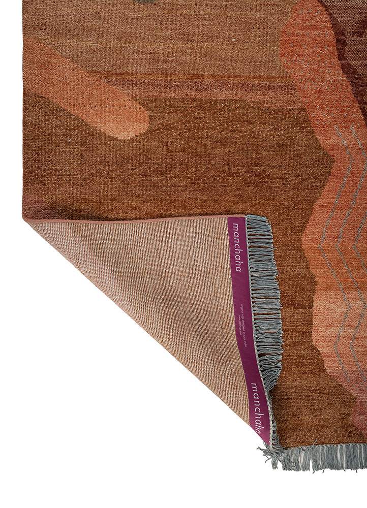 manchaha red and orange wool hand knotted Rug - Perspective