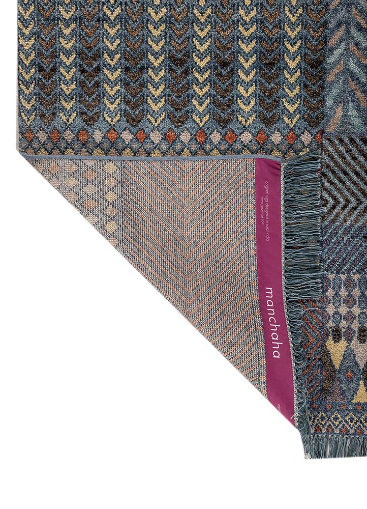 manchaha blue wool hand knotted Rug - Perspective