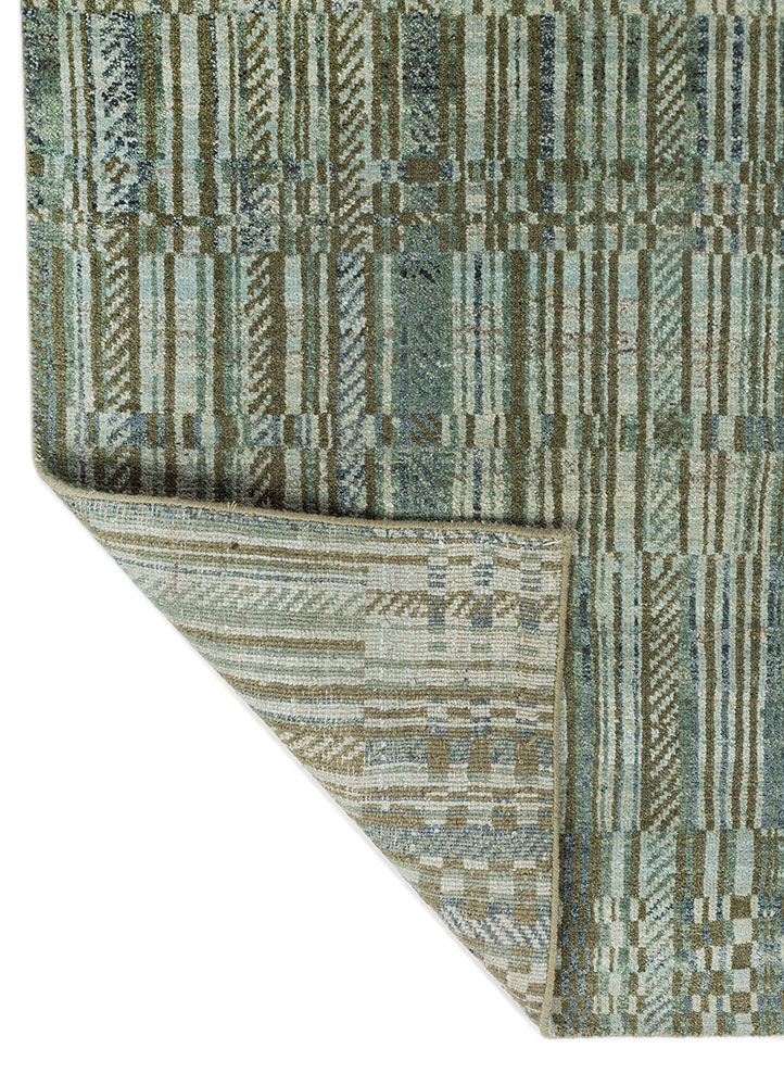 aprezo blue afghan wool hand knotted Rug - Perspective
