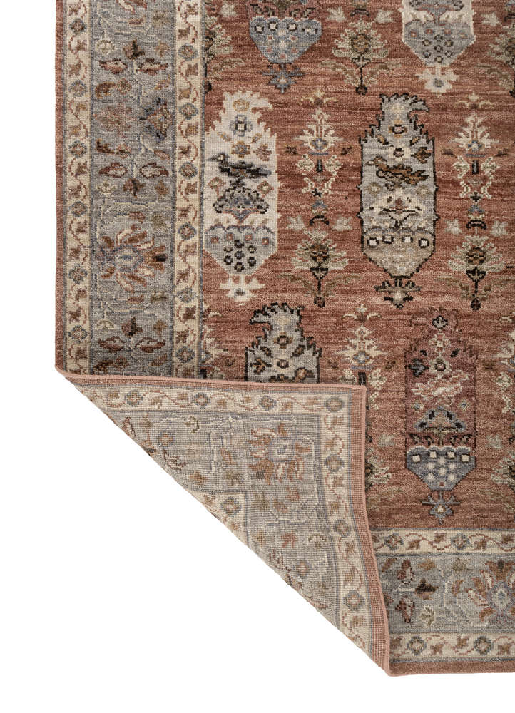 savana red and orange wool hand knotted Rug - Perspective