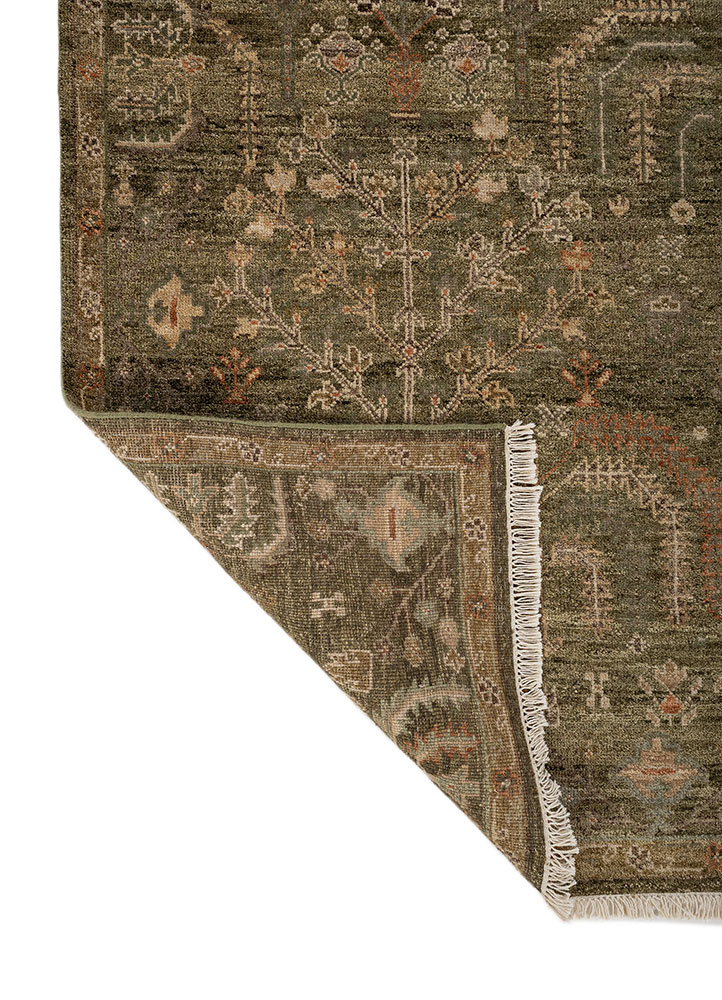 erbe green wool hand knotted Rug - Perspective