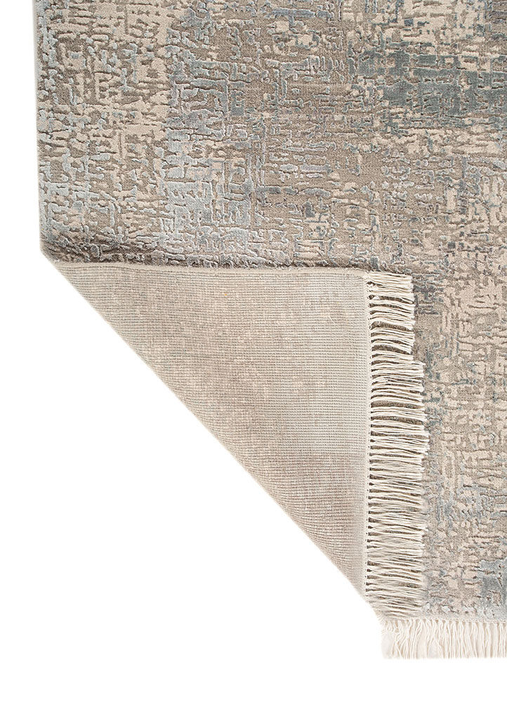 entropy ivory wool and bamboo silk hand knotted Rug - Perspective