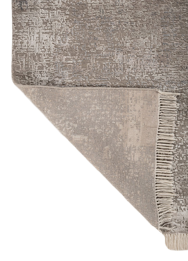 entropy grey and black wool and bamboo silk hand knotted Rug - Perspective