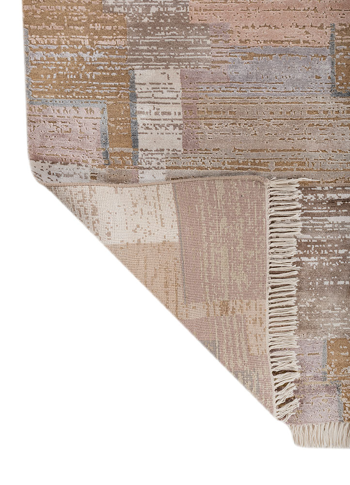 blythe beige and brown wool and bamboo silk hand knotted Rug - Perspective