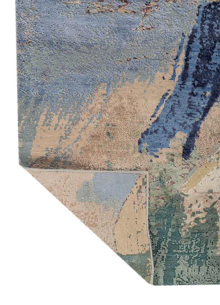 uvenuti blue wool and bamboo silk hand knotted Rug - Perspective
