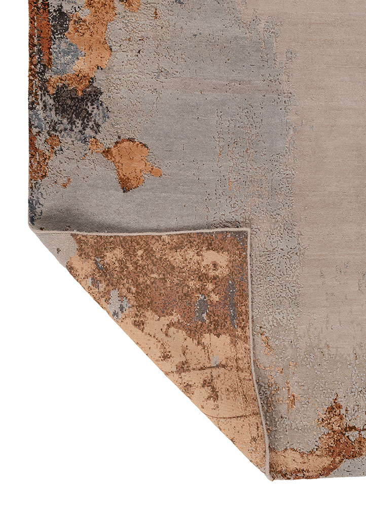 entropy pink and purple wool and bamboo silk hand knotted Rug - Perspective