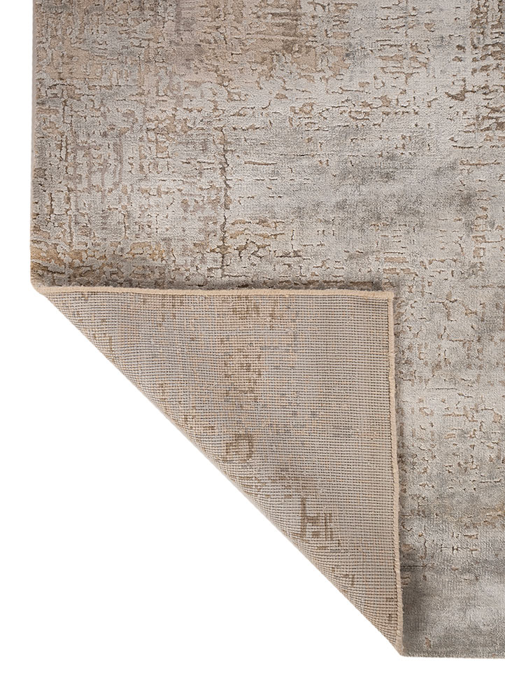 entropy grey and black wool and bamboo silk hand knotted Rug - Perspective