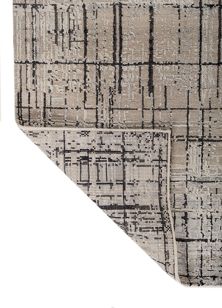 uvenuti grey and black wool and bamboo silk hand knotted Rug - Perspective