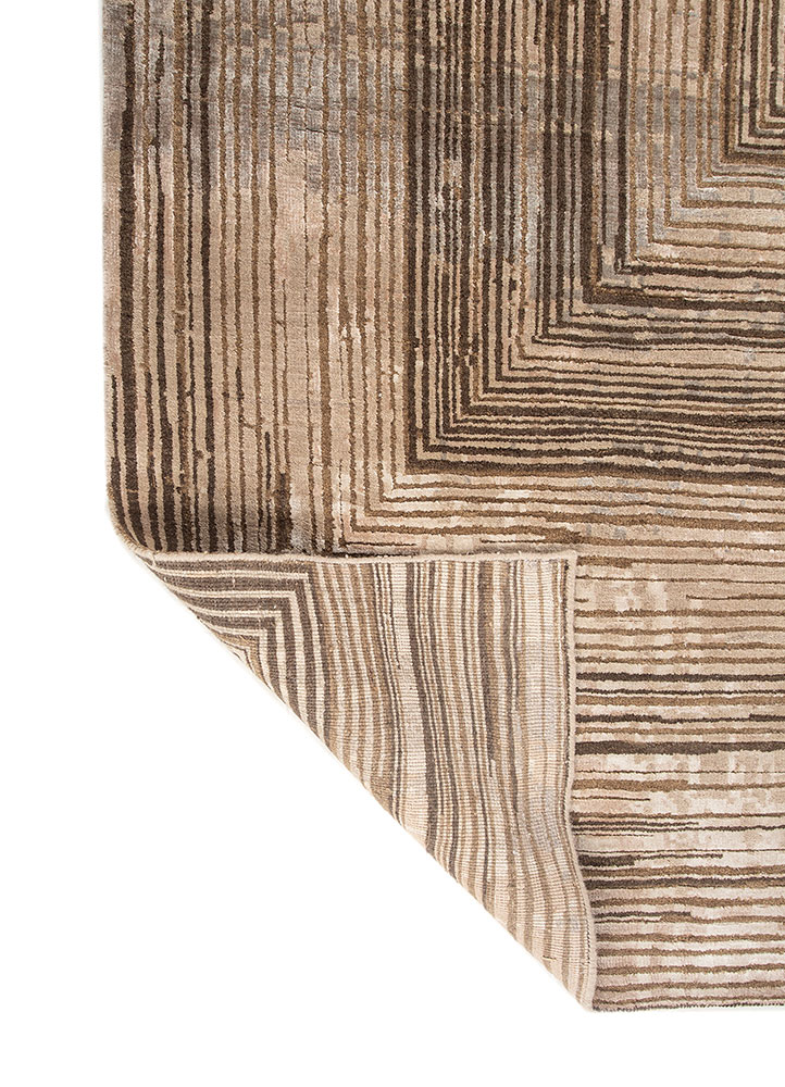uvenuti beige and brown wool and bamboo silk hand knotted Rug - Perspective